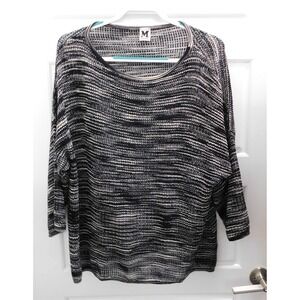 M Missoni Black White Gray Loose Knit‎ Pullover Sweater sz L